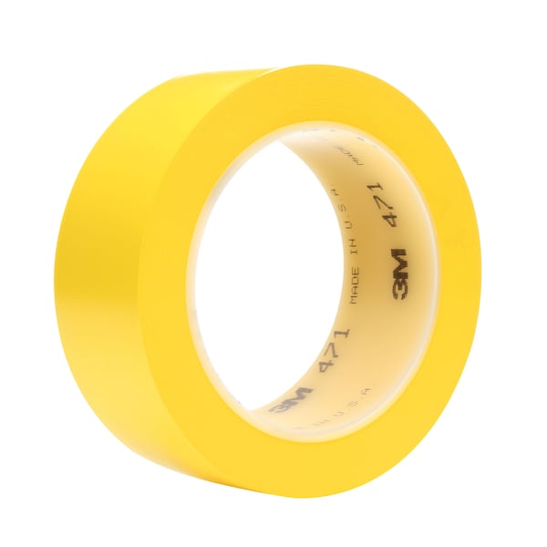 Vinyl Tape, 5.2 Mil, 2"x36 yds., Yellow, PK24